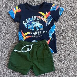 Boy's set, shorts with side pockets and multi-colored , size T3